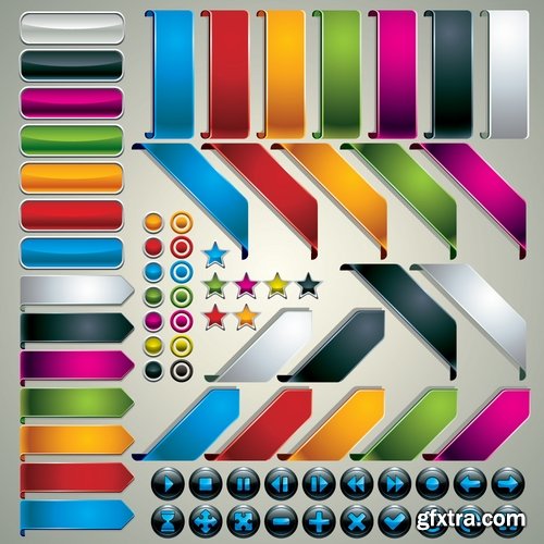 Collection of vector web design elements picture pointer marker template tool 25 Eps