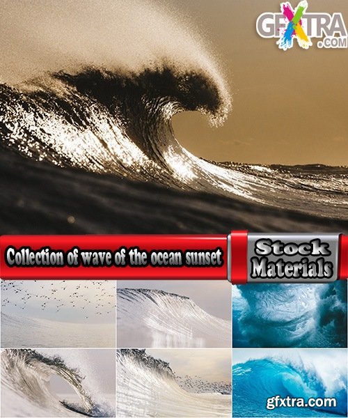Collection of wave of the ocean sunset sea water 25 HQ Jpeg