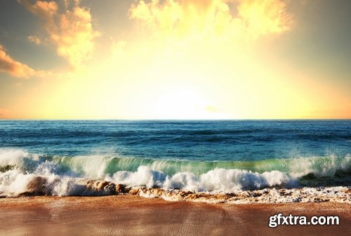 Collection of wave of the ocean sunset sea water 25 HQ Jpeg