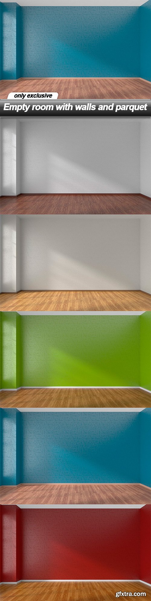 Empty room with walls and parquet - 5 UHQ JPEG