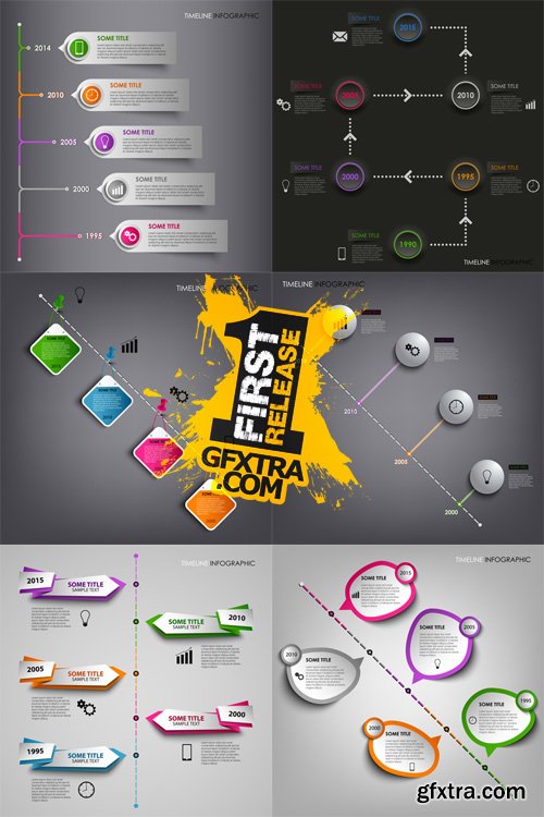 6 Colorful Infographic Design Vector Templates Set 3