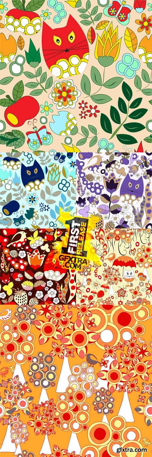 6 Vector Patterns with Cats