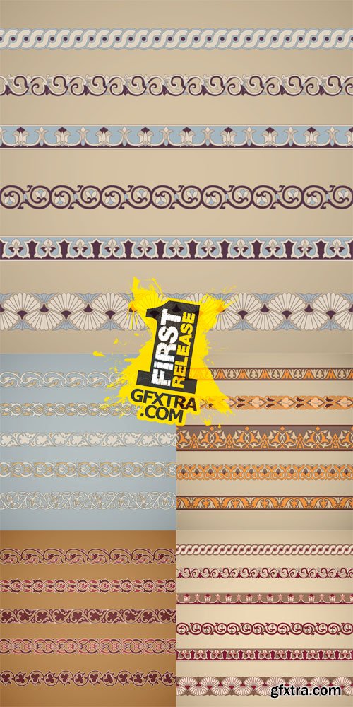 Seamless Floral Tiling Borders Vector Set