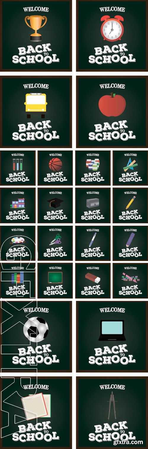 Stock Vectors - Abstract back to the school background with some special objects