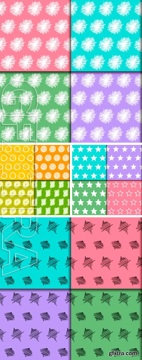 Stock Vectors Seamless Pattern Collection Hand Drawn Set With Simple