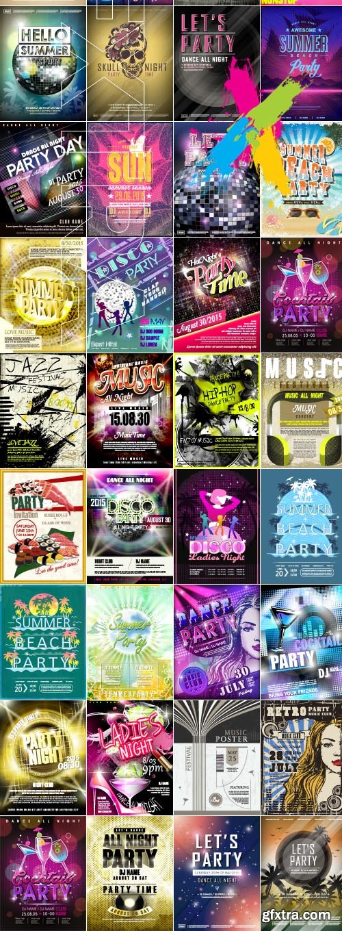 Advertising poster summer party and music vector