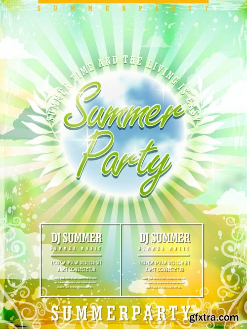 Advertising poster summer party and music vector