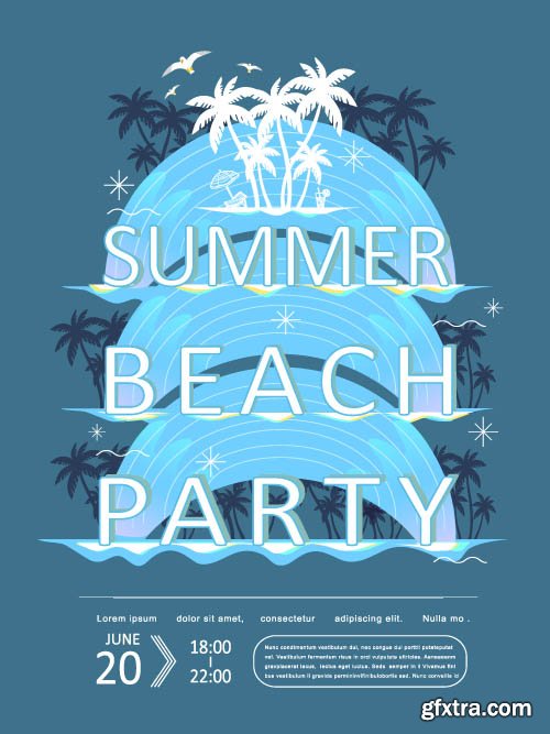 Advertising poster summer party and music vector