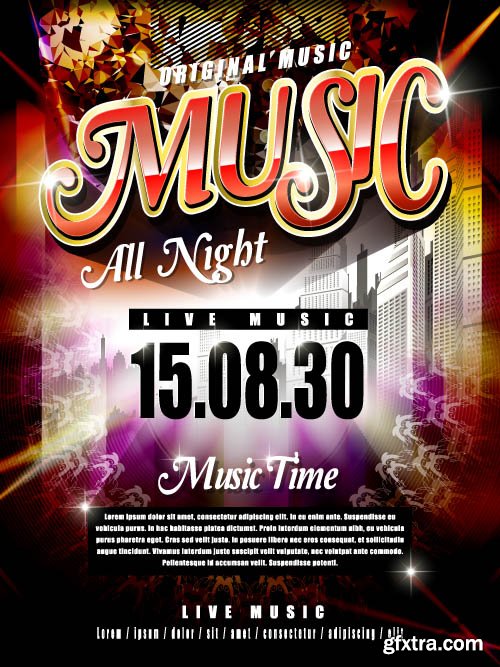 Advertising poster summer party and music vector