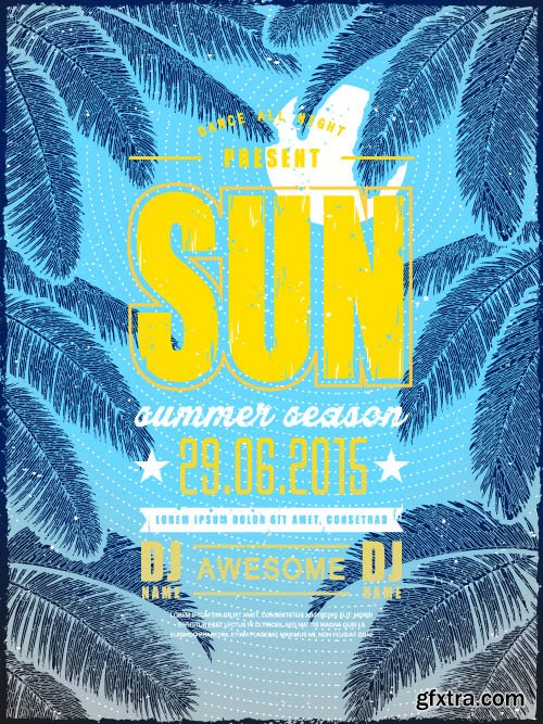 Advertising poster summer party and music vector