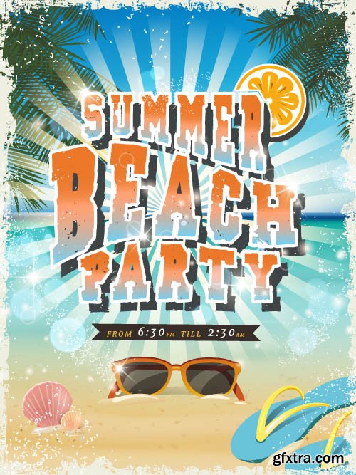 Advertising poster summer party and music vector