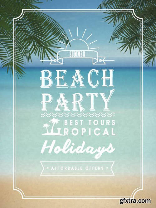 Advertising poster summer party and music vector