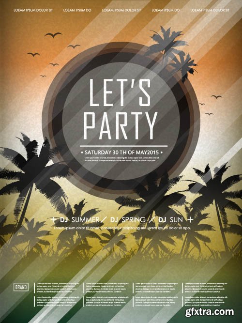 Advertising poster summer party and music vector