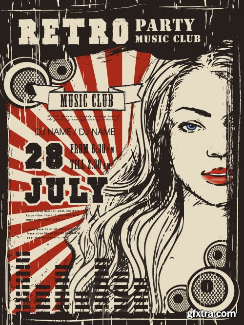 Advertising poster summer party and music vector