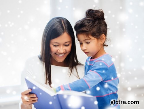 Collection of woman with the girl mother and daughter a gift learning pencil family holiday 25 HQ Jpeg