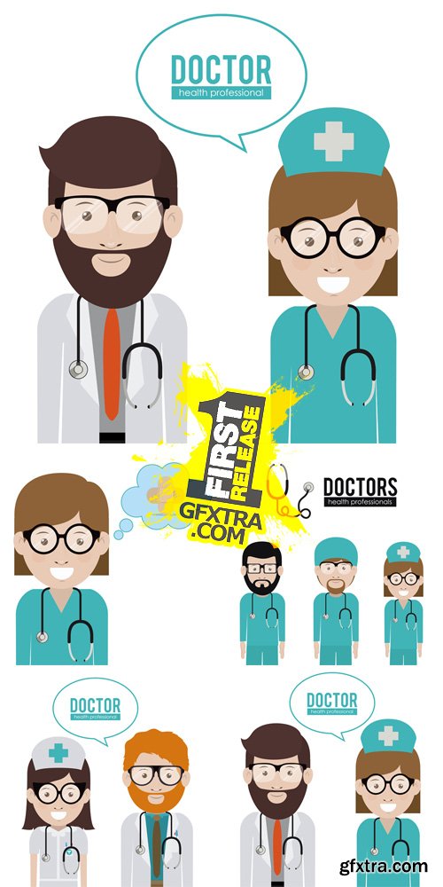 Flat Doctor Design Vector Set