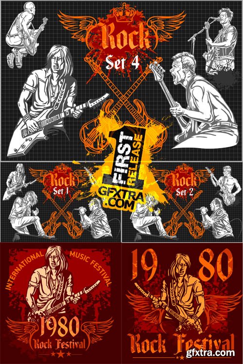Rock Concert Poster - 1980s Vector Set
