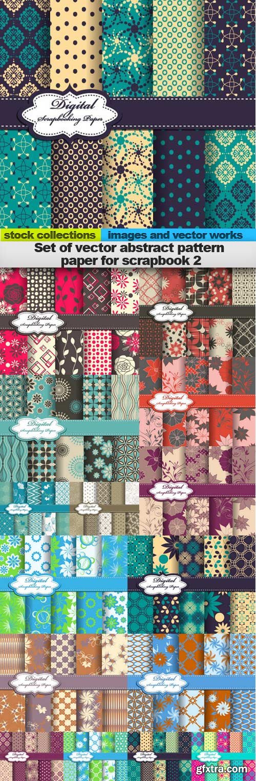 Set of vector abstract pattern paper for scrapbook 2, 15 x EPS