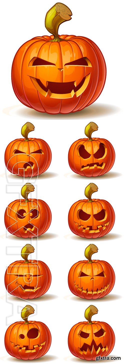 Stock Vectors - Cartoon vector illustration of a Jack-O-Lantern pumpkin curved