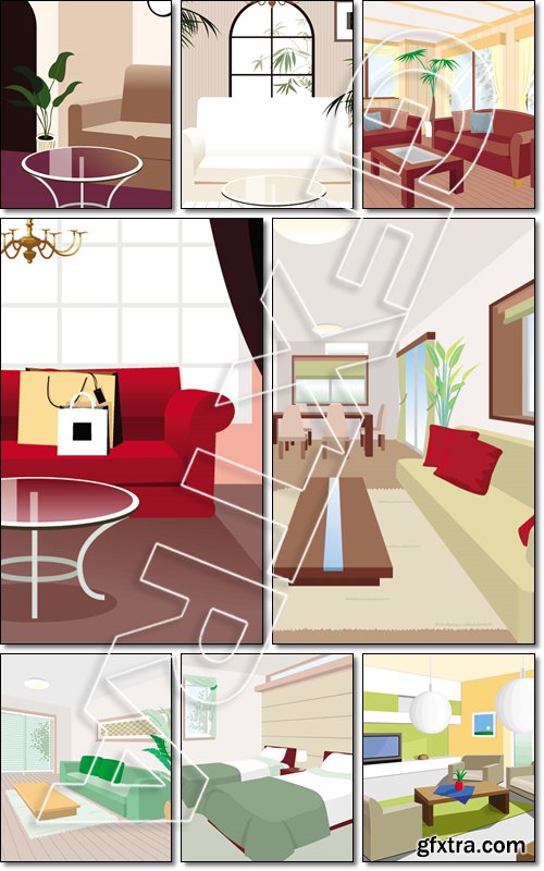Moderm interior, living room - Vector