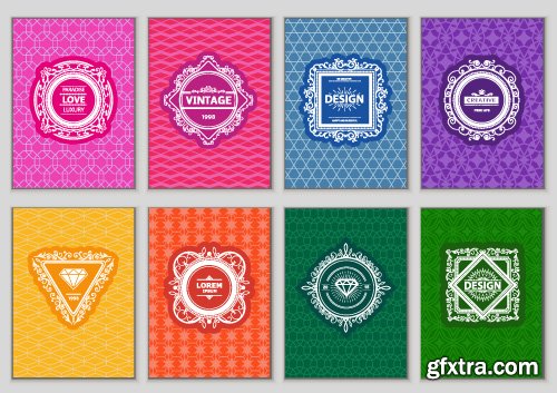 Monogram logos vintage label and decorations elements vector