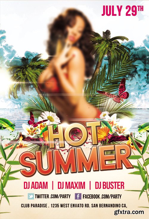 Hot Summer Flyer PSD Template + Facebook Cover