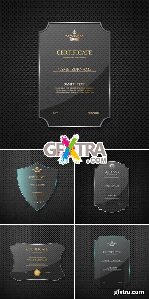 Certificate Templates on Glass Frame Vector » GFxtra