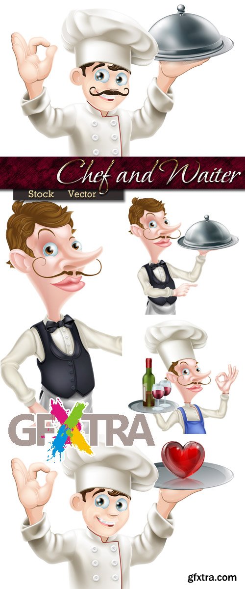 Chef and waiter in Vector