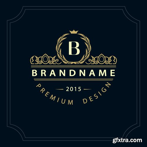 Monogram logo and calligraphic ornament elements vector 4