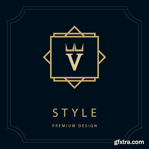 Monogram logo and calligraphic ornament elements vector 4