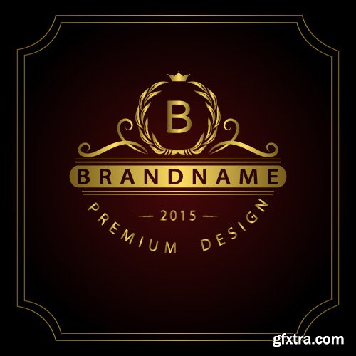 Monogram logo and calligraphic ornament elements vector 4