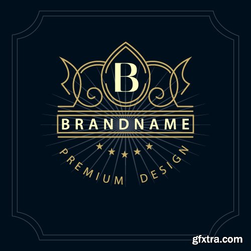 Monogram logo and calligraphic ornament elements vector 4