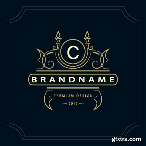 Monogram logo and calligraphic ornament elements vector 4