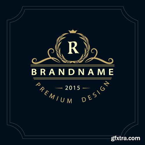 Monogram logo and calligraphic ornament elements vector 4