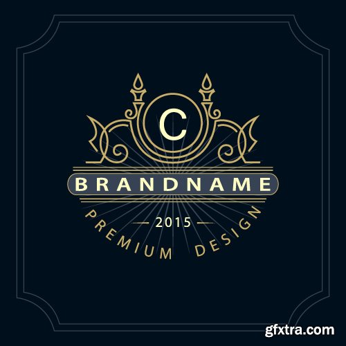 Monogram logo and calligraphic ornament elements vector 4