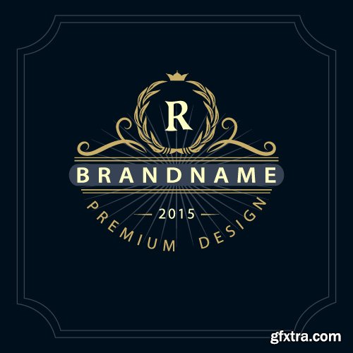 Monogram logo and calligraphic ornament elements vector 4