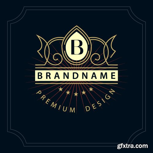 Monogram logo and calligraphic ornament elements vector 4