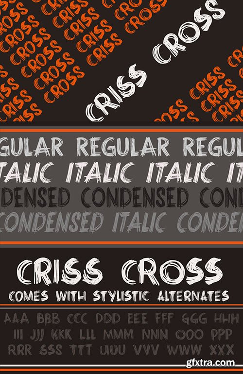 Criss Cross - Scratchy, Scribbly, Rough'n Tough 4xOTF $54 Criss Cross - Scratchy, Scribbly, Rough'n Tough 4xOTF $54