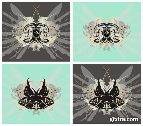 Collection of vector image background is abstract animal horse lion tiger cat 25 EPS