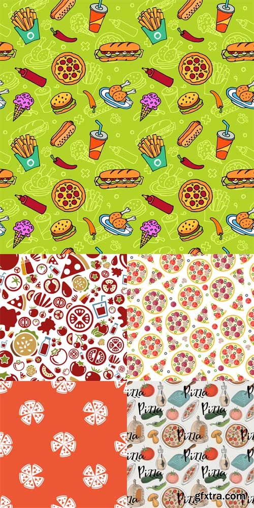 5 Pizza Patterns Vector Set 5 Pizza Patterns Vector Set