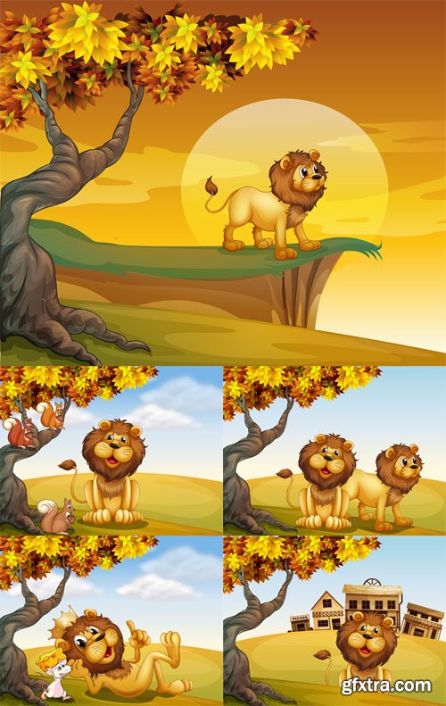 5 Beautiful Lion Vector Illustrations
