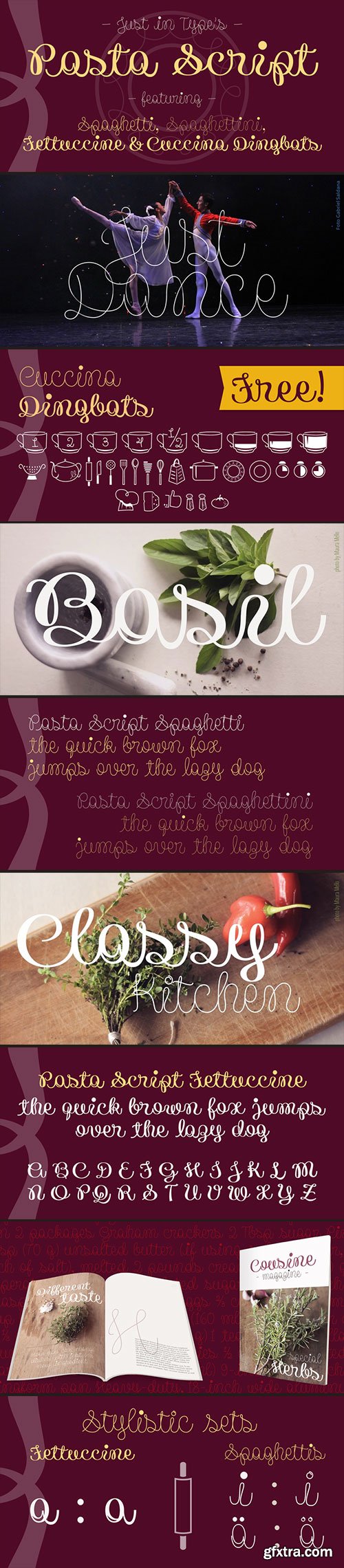 Pasta Script - Inspired by the Italian Spaghetti Movement 4xOTF Pasta Script - Inspired by the Italian Spaghetti Movement 4xOTF