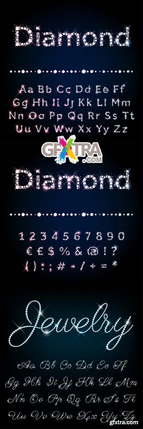 Diamond & Jewelry Alphabet Vector