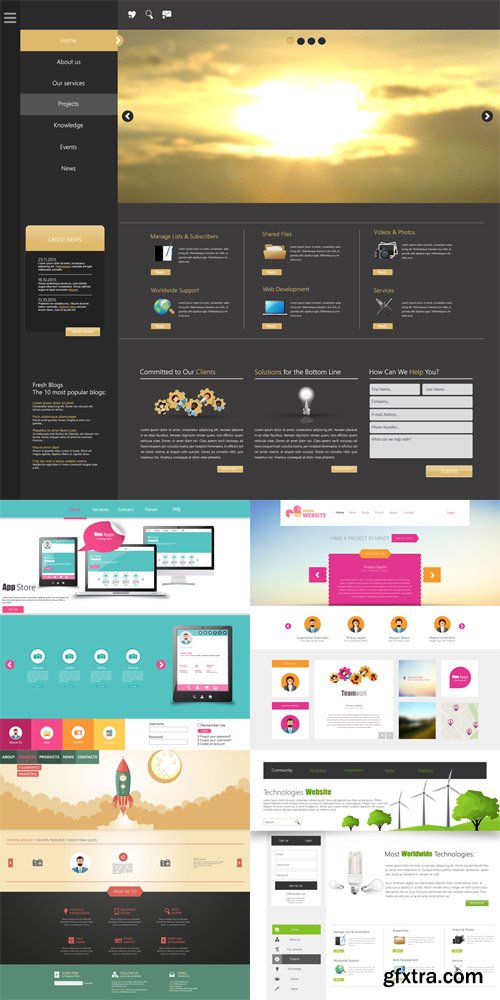 5 Modern Website Templates Vector Set