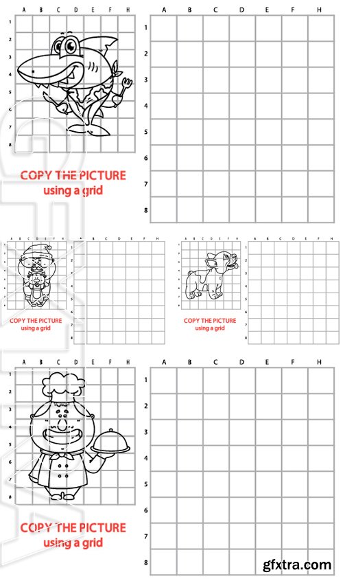 Stock Vectors - Vector illustration of grid copy puzzle with happy cartoon