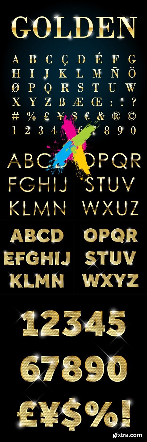 Golden Alphabet Vector