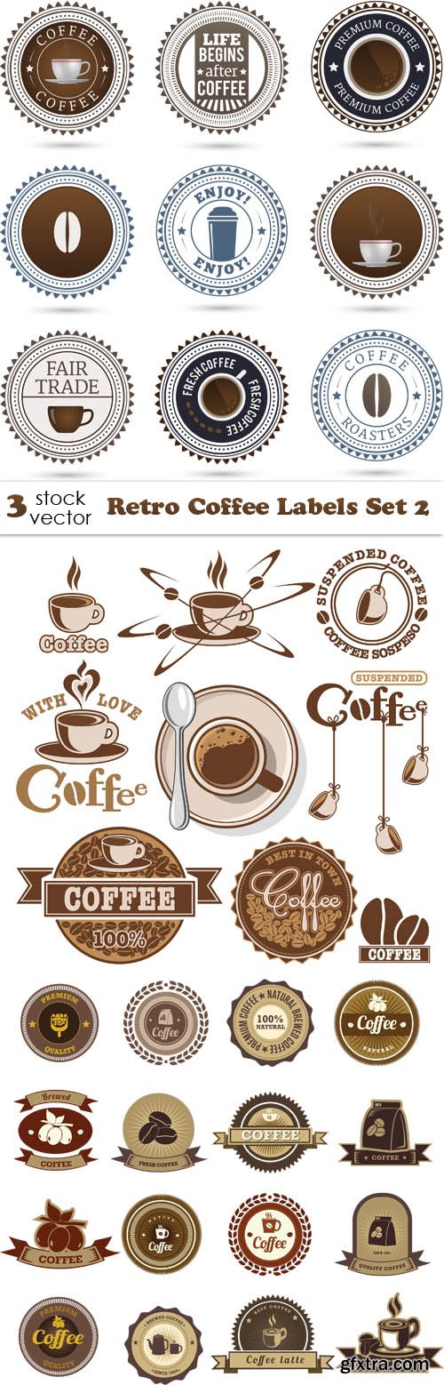 Vectors - Retro Coffee Labels Set 2