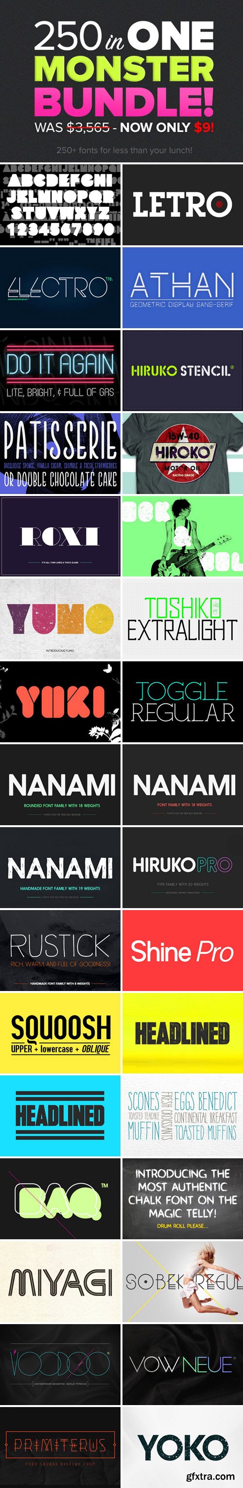 Monster Bundle 250+ Fonts, Save $3k! 340054