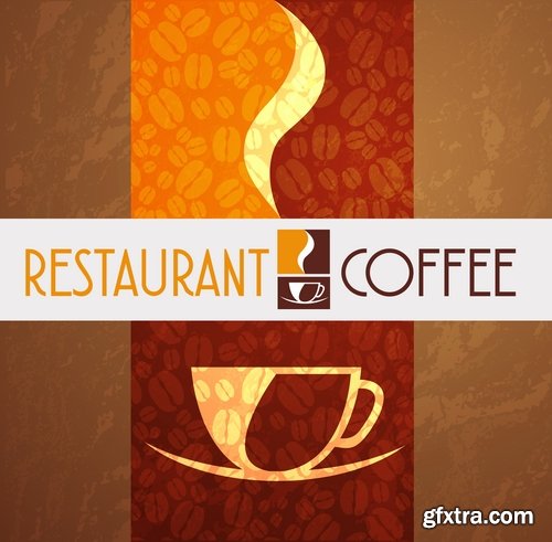 Collection of vector image as background menu banner poster flyer restaurant coffee 25 Eps