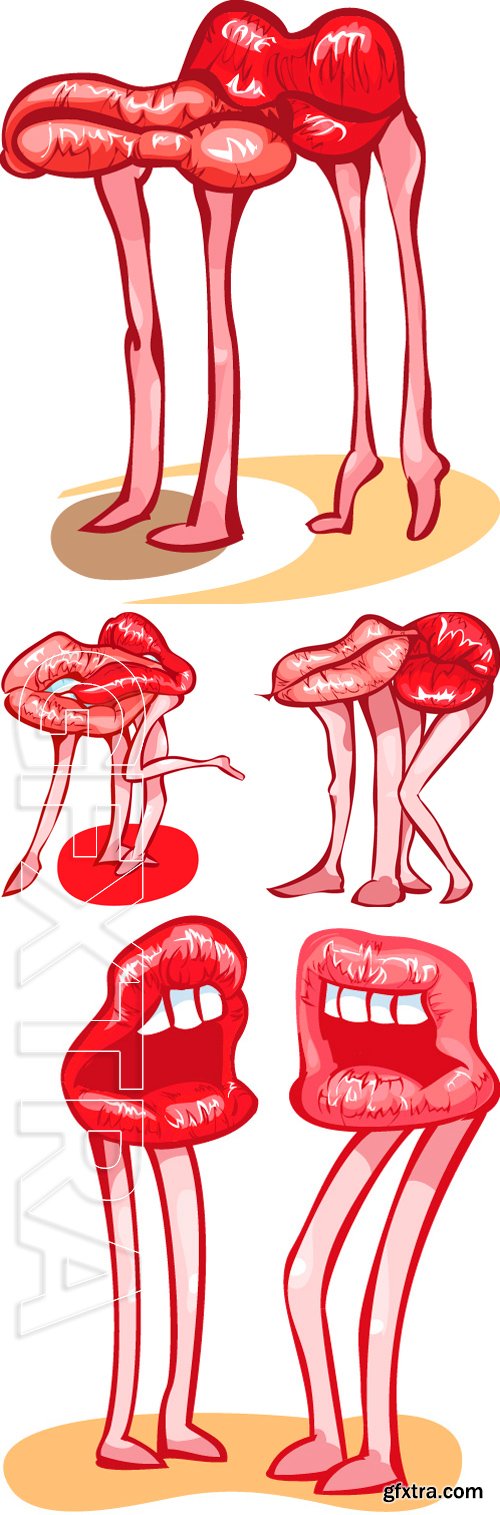 Stock Vectors - Male and female lips drawn to kiss